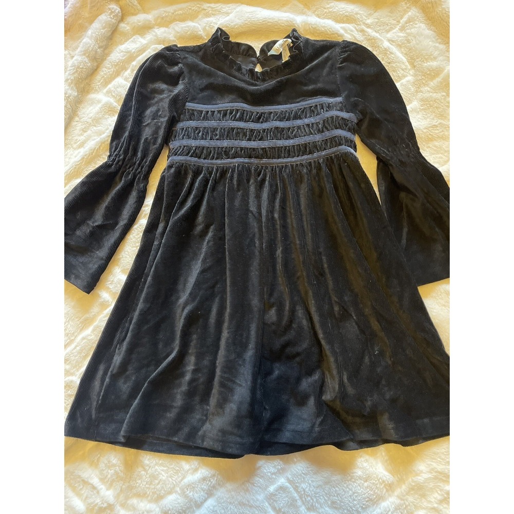 Matilda Jane Just Imagine Andi‎ Dress Girls Size 6 Black Ribbed Velour Boho